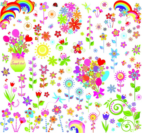 free vector Lovely flower children illustrator vector